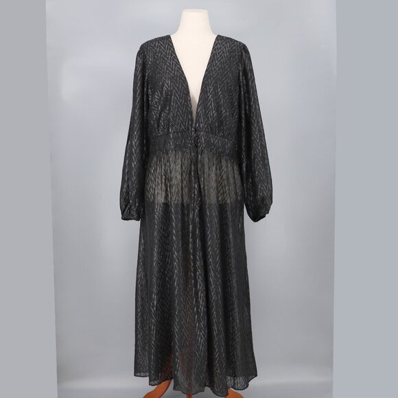 NWT CITY CHIC Chloe Jacket Maxi Metallic Sparkle Flared in Black Size XL/22 - Picture 3 of 9